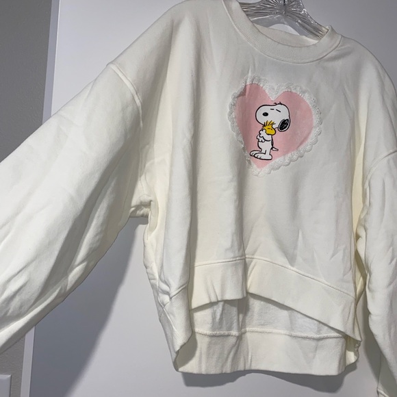 Peanuts Softest Off-White Snoopy Woodstock Heart Sweatshirt NWOT Oversized M - Picture 8 of 16